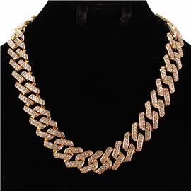 Metal Rhinestones Link Necklace