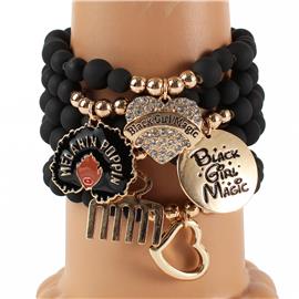 Black Girl Magic Charm Stretch Bracelets