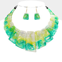 Under the Sea Marble Green Necklace Set