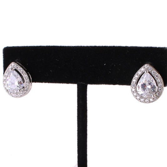 CZ Tear Drop Stud Earring